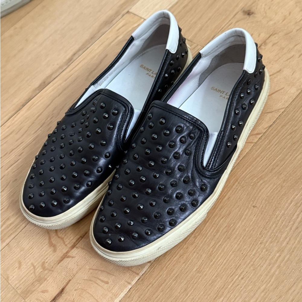 Saint Laurent Black Studded women’s Slip-On Shoes - Picture 2 of 2